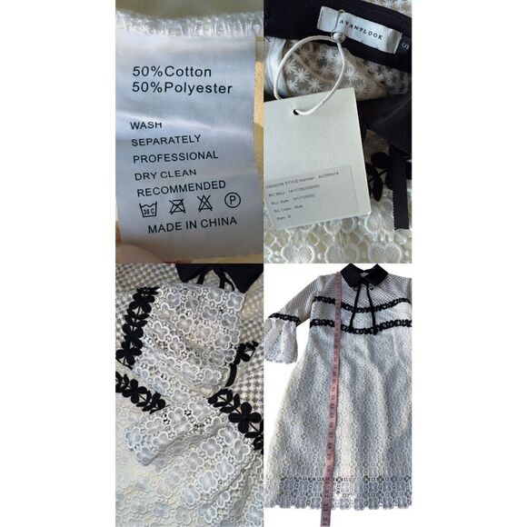 Avantlook Monochrome Petal Mini Lace Dress Size S - Picture 12 of 12